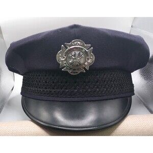 Vtg 1968 Aberdeen WA Police Hat w/ Terrace Heights Fire Dept Badge Gerber 7 1/8